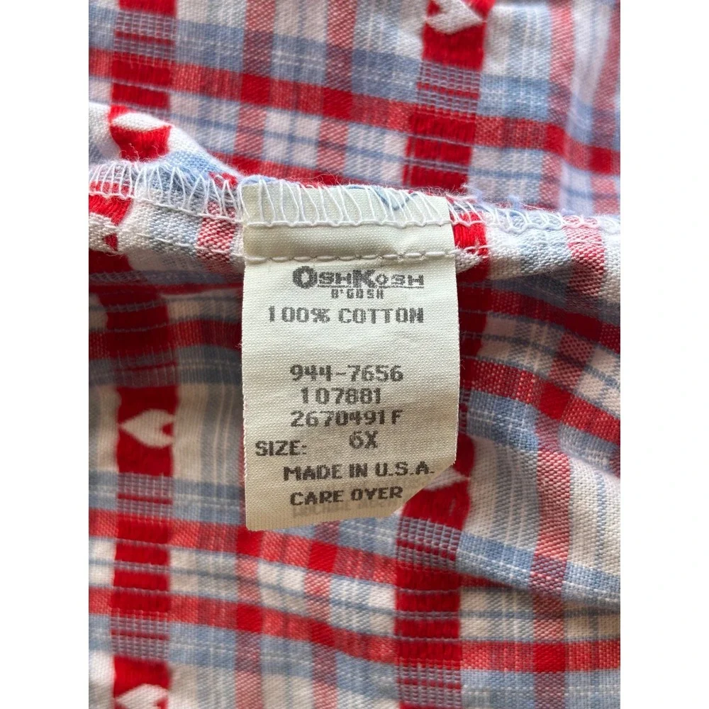 VTG OshKosh Bgosh Girls Red Plaid Heart Paperbag Waist Skirt Size 6X USA Made‎